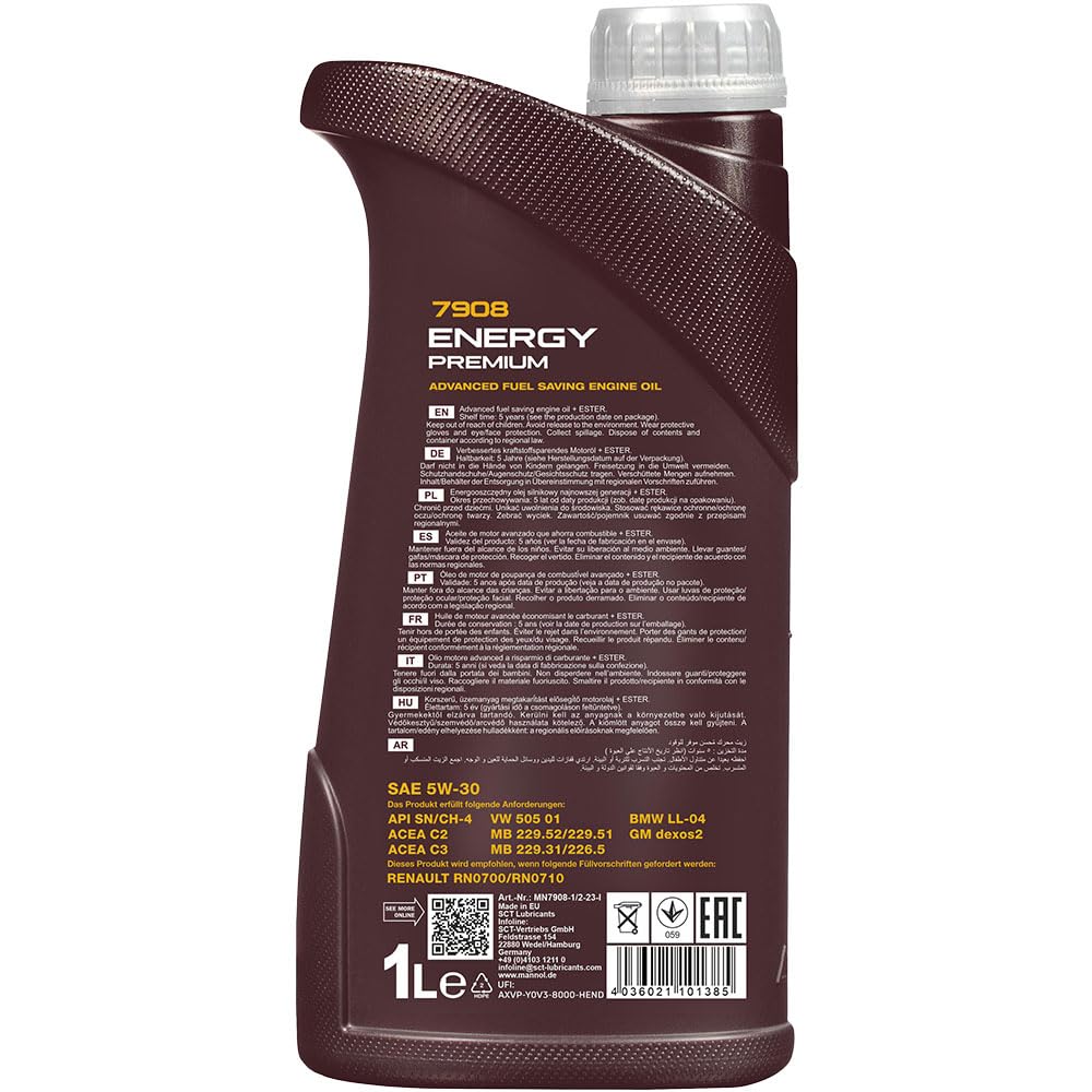Filter Set Inspektionspaket 6 Liter Motoröl Energy Premium 5W-30 API SN/CF Ölfilter