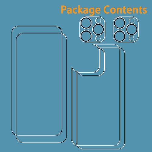 Miniatura 8 de Protector de pantalla frontal y trasera compatible con iPhone 15 Pro Max de 6.7 pulgadas, 2 protectores frontales, 2 protectores traseros + 2