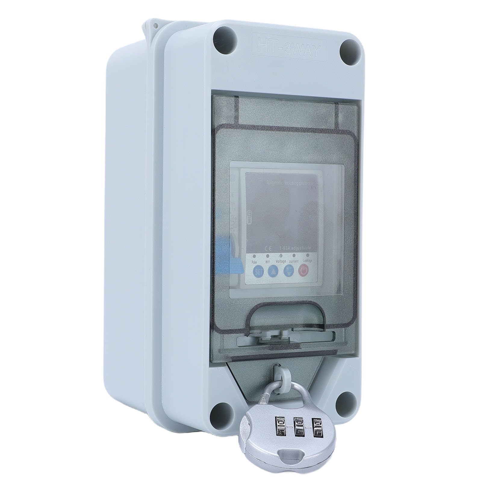 LiebeWH Interrupteur Extérieur étanche à l'eau, Boîtier de Compteur électrique PA66, Disjoncteur WiFi 63A avec Protection contre les Surtensions et les Sous-tensions, Mesure en Temps Réel pour la