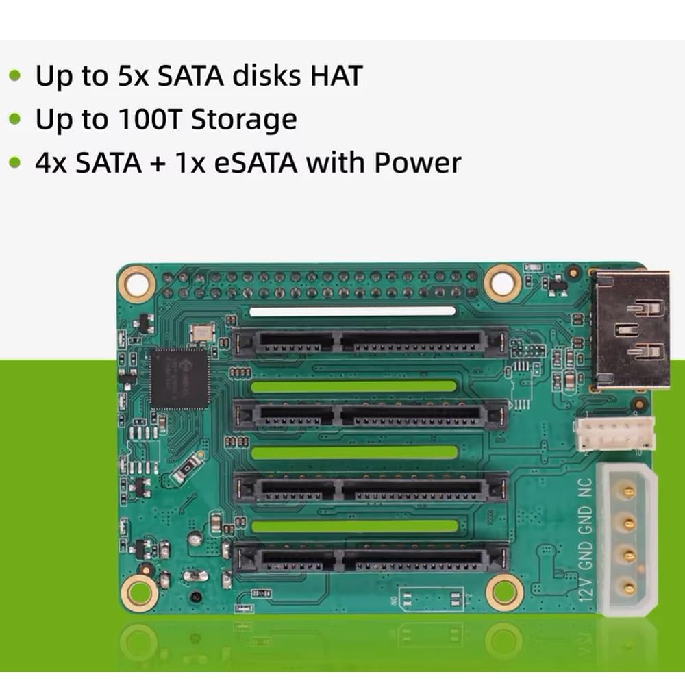 Raspberry Pi 5 Penta SATA HAT – Jusqu'à 5 disques SATA
