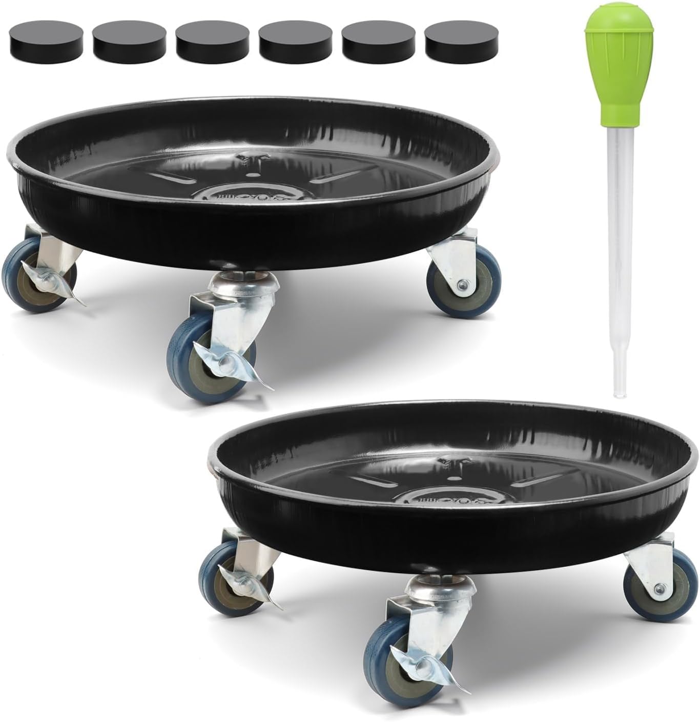 2 Pack 12.2 Inch Metal Plant Caddy With Lockable Wheels,Plant Stand Dolly for Heavy Planter,Wheeled Planter Saucer Tray,Rolling plant stand,Heavy-Duty Plant Caddy for Indoor and Outdoor(Black)