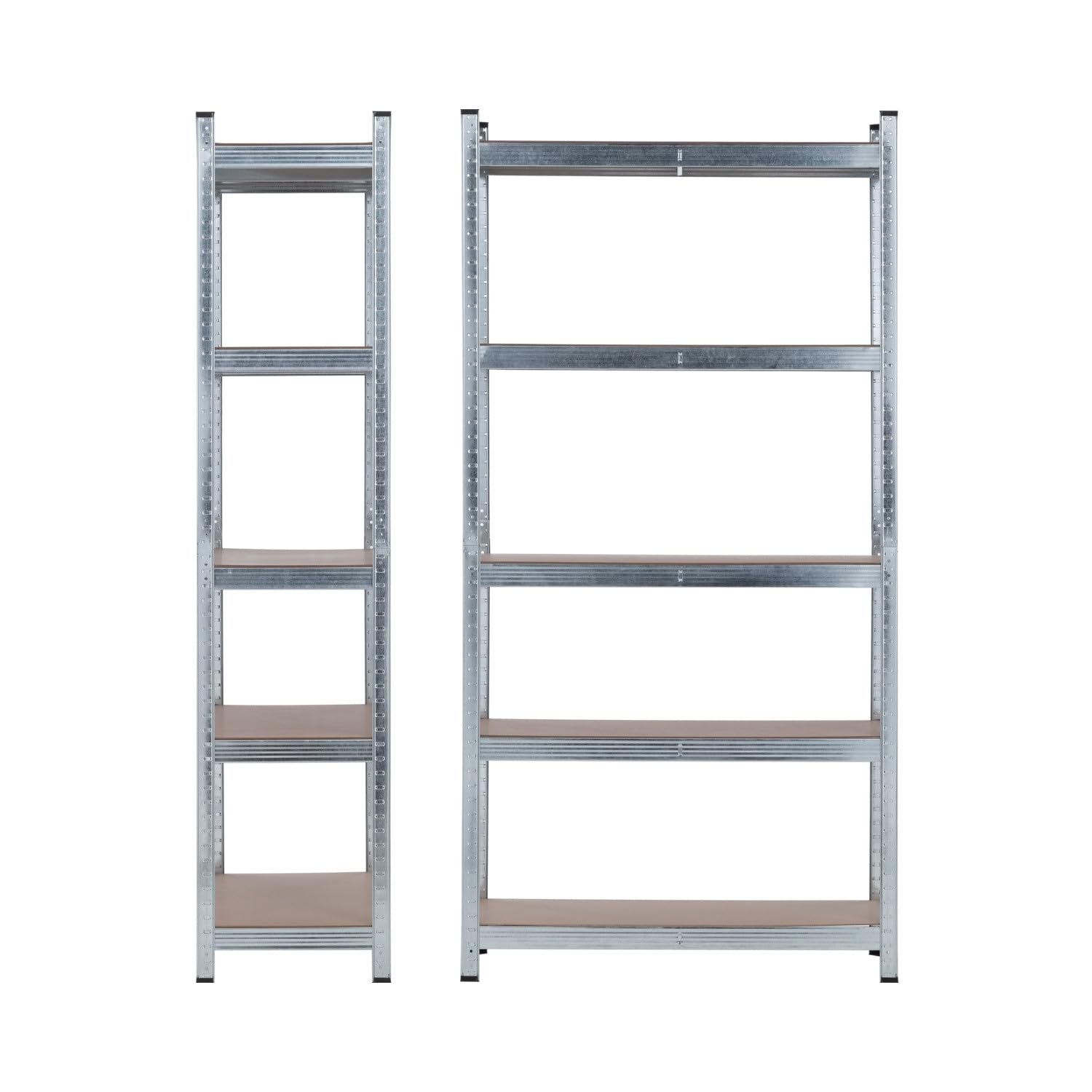 7H Seven House - Estantería Modular Almacenaje (Pack 2), Acero Galvanizado y MDF Antihumedad, Hogar, Trastero, Garaje, 5 Baldas Ajustables, Carga Máxima 875Kg, 90x40x180cm (Largo x Ancho x Alto)