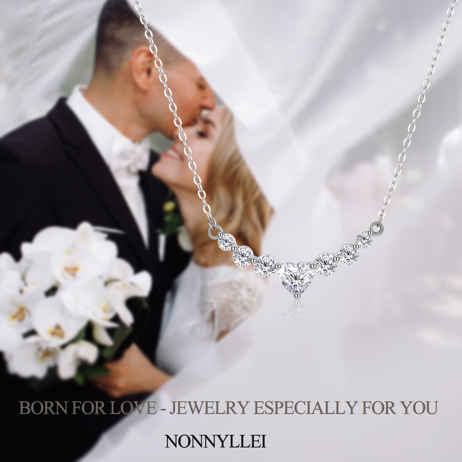 Regalos para el día de la madre para mamá, aniversario de regalo de cumpleaños para esposa, regalos de boda para mujeres, collares de corazón. Colgante de novia de moissanita. Joyería fina