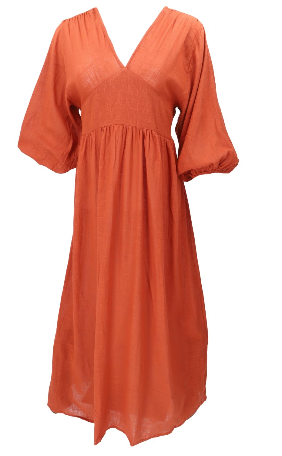 GURU SHOP Letnia sukienka w stylu boho, przewiewna sukienka z długim rękawem, bawełniana sukienka z głębokim dekoltem, damska bawełna