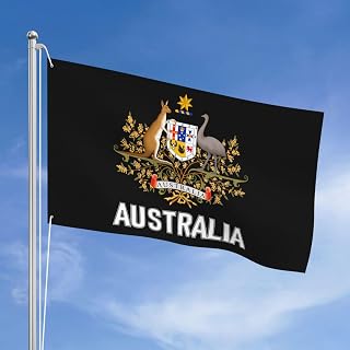 Coat of Arms of Australia Flag Australian Emblem Heavy Duty 3 Ply Double-Sided 3x5 ft Garden Flags Thickened Banner with Brass Grommets for Ship Boat Dorm House Balcony Indoor/Outdoor