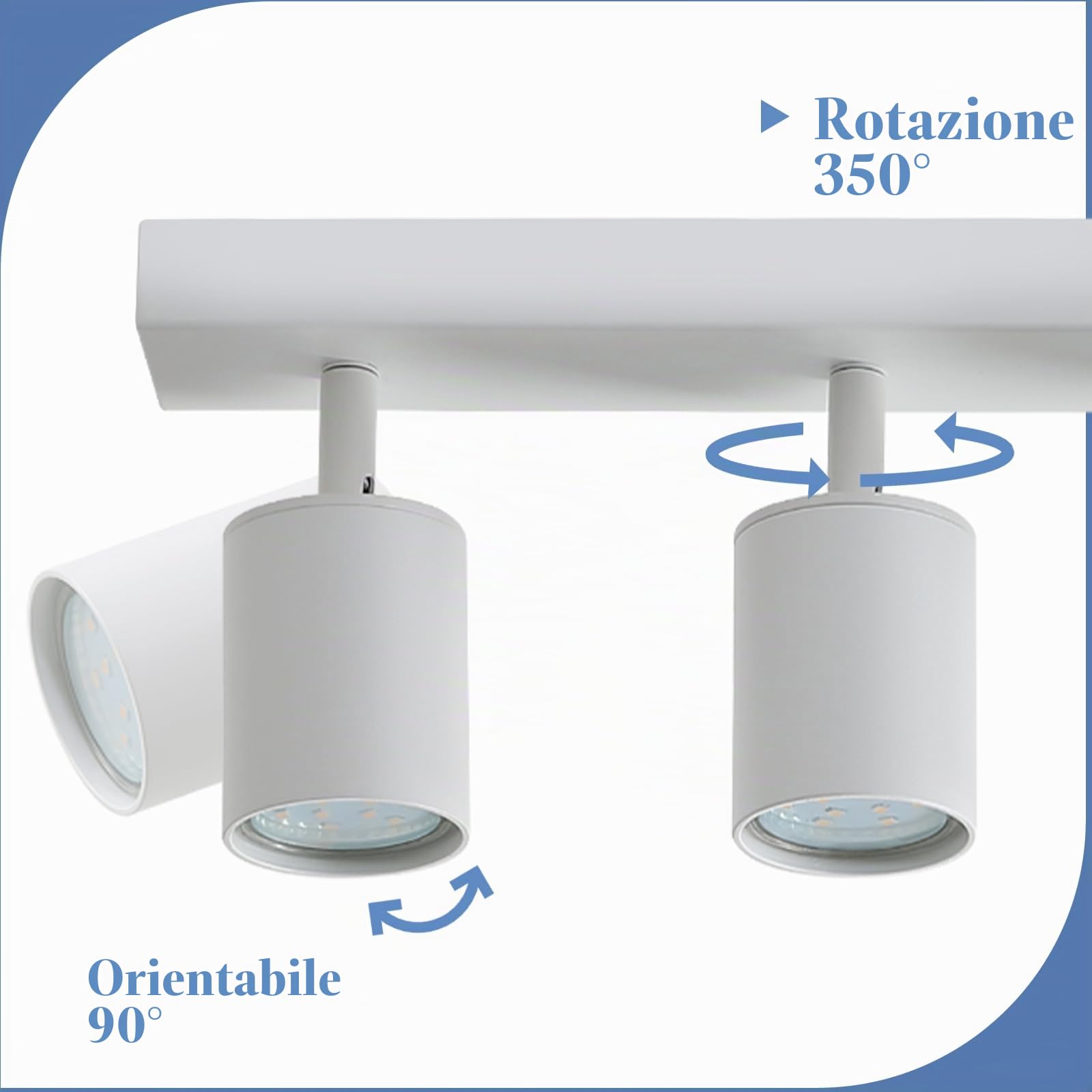 Faretti LED Soffitto 5 Luci Lampada da Soffitto Bianca Moderni | Orientabili Lampadario Faretti da Parete GU10 Illuminazione Interni per Soggiorno Cucina Salotto