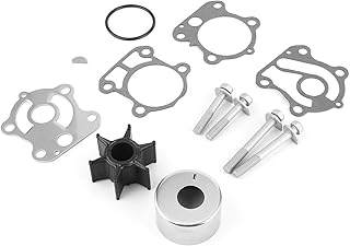 Fydun Kit di riparazione della pompa della girante dell'acqua del fuoribordo Alloggiamento in acciaio inossidabile Fuoribordo in gomma 6 con giranti a palette corte Accessori per guarnizioni in ABS