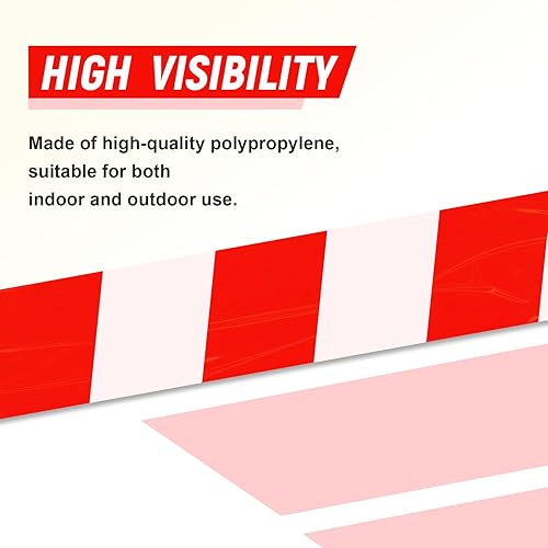 Miniatura 3 de TopSoon Cinta de barricada roja y blanca de 3 pulgadas por 830 pies, cinta de precaución no adhesiva de plástico para barrera de construcción