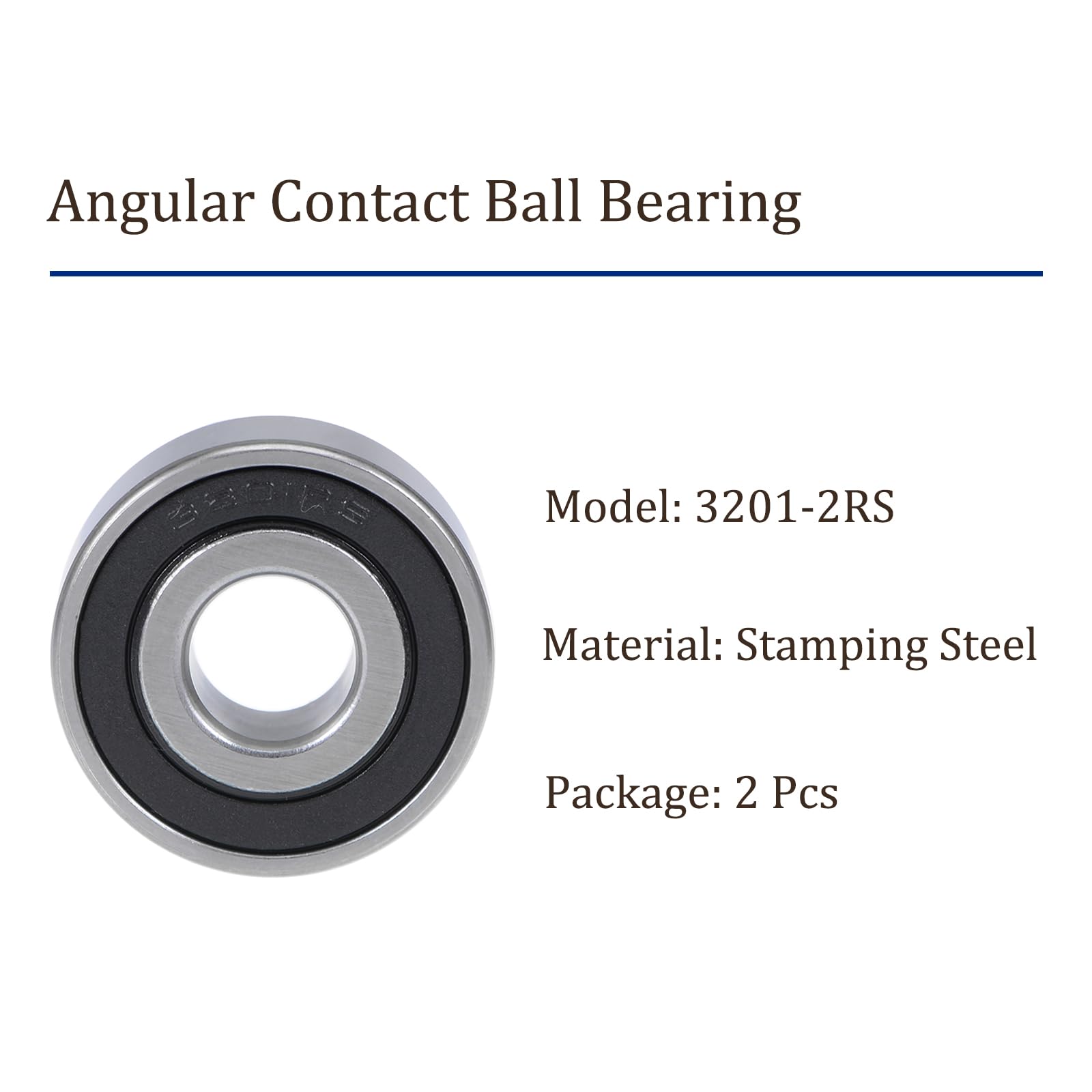 Kozelo 2pcs 3201-2RS Angular Contact Ball Bearing - [12mm Bore Dia x 32mm OD x 15.9mm Width] for Pumps Compressors Gearboxes