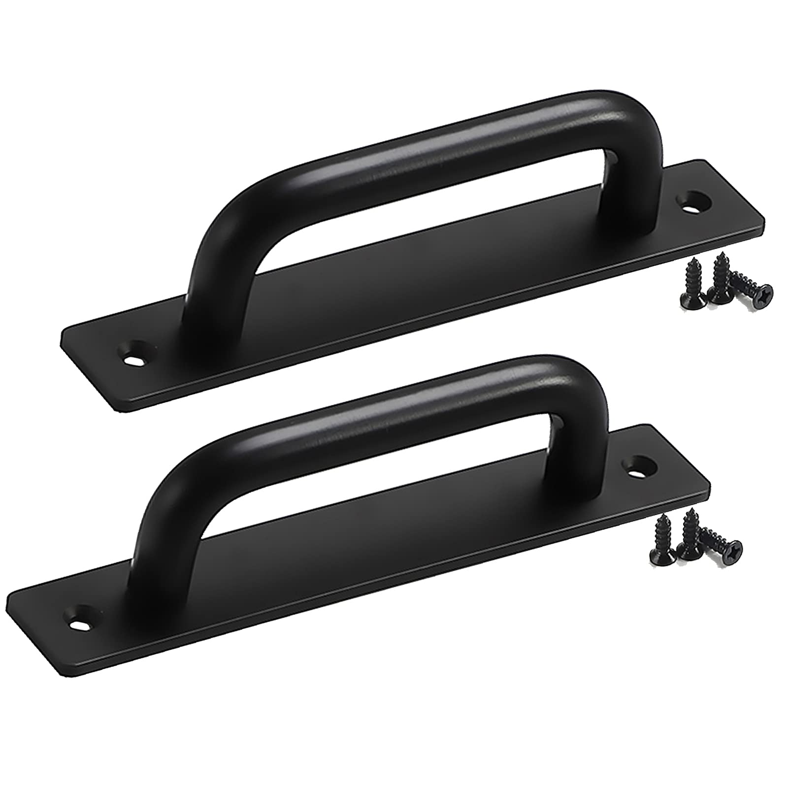 MXXQRHF 2 Pcs Black Aluminum Alloy Pull Push Door Handles, Sliding Barn Door Hardware with Screws for Closet & Cabinet, 128mm Hole Distance, Durable & Stylish Design