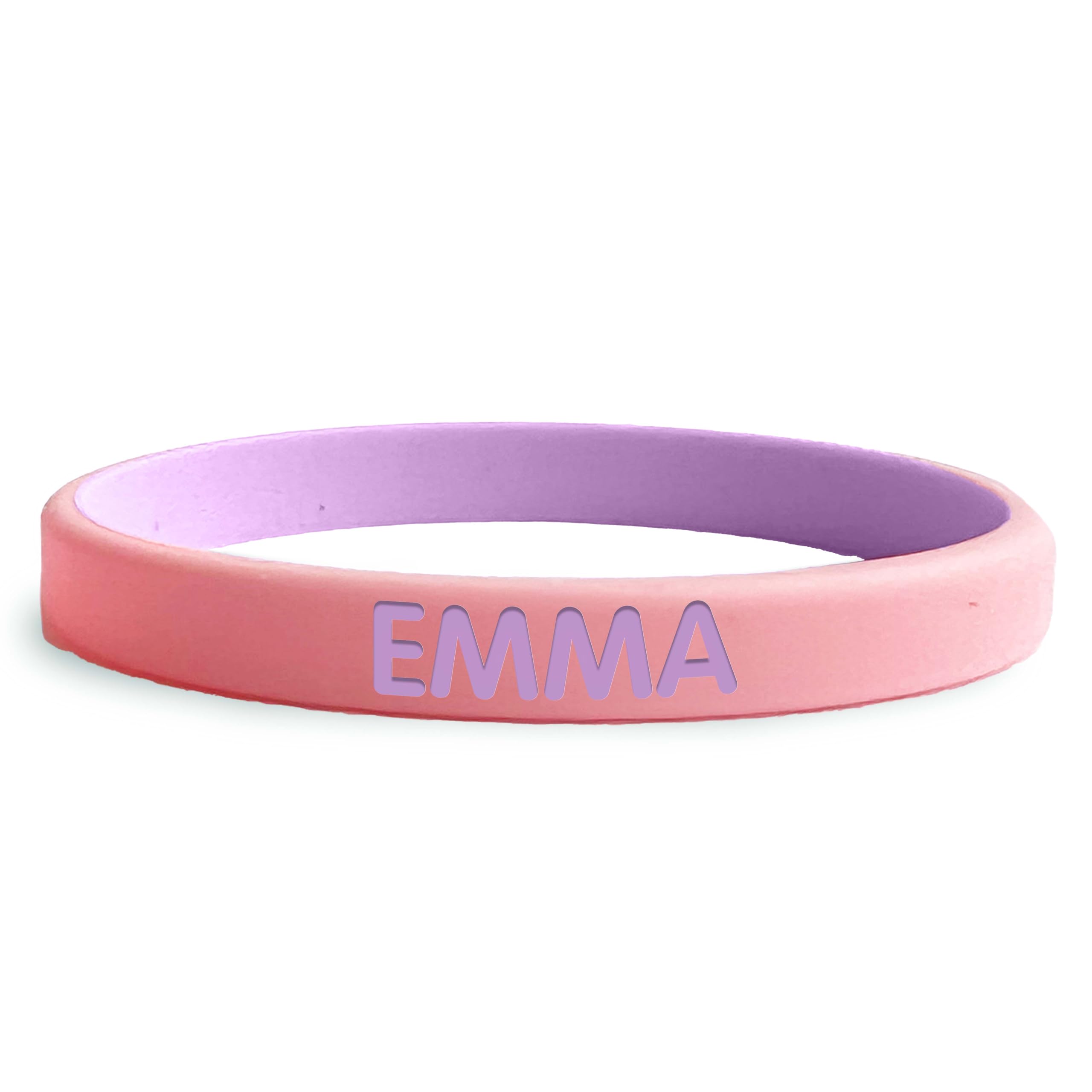 EASY2NAME SOS Wristband for Children – Two-Tone Safety Bracelet Personalised with child's name and phone number. Perfect for outdoor activities (Light Pink - Lavander)
