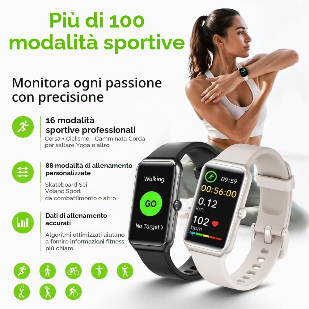 Orologio Smartwatch Donna Uomo, 1,47’’ Display Fitness Tracker, Smartwatch Pressione Sanguigna, Contapassi Polso Monitoraggio Della Frequenza Cardiaca, Smart Band Compatibile con Android e iOS (nero)