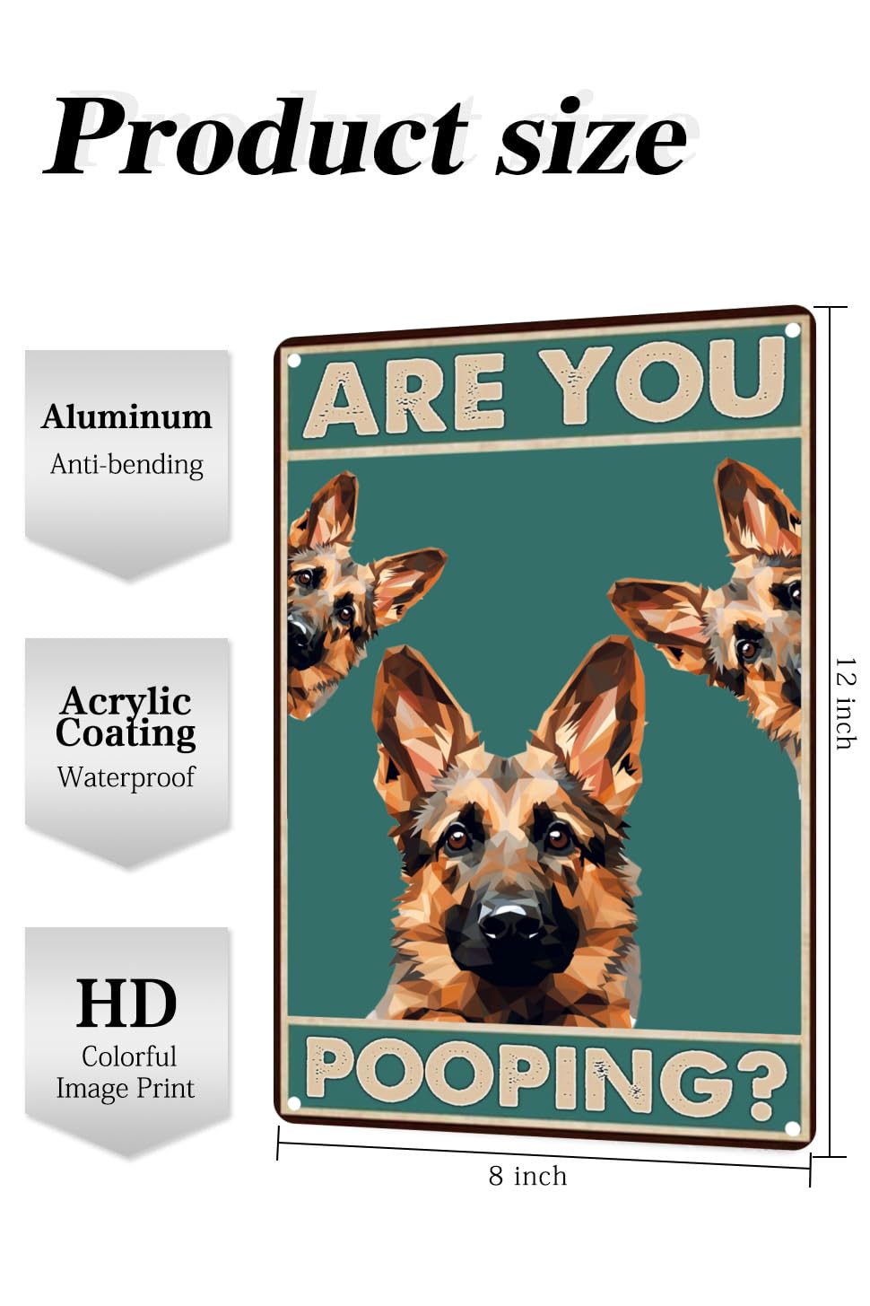 Funny Dog Pooping Sign - 8x12 Inch Metal Bathroom Decor With Humorous Slogan