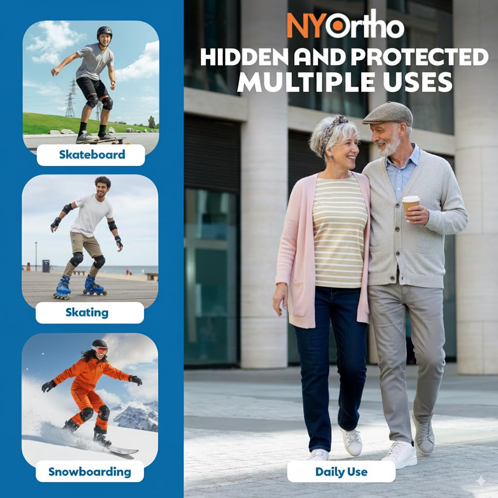 NYOrtho Hip Protector Unisex – Low Profile Fall Absorption Shorts – Padded Hip Pads for Elderly – Fracture & Injury Prevention – Crash Pants – Breathable Protective Shorts
