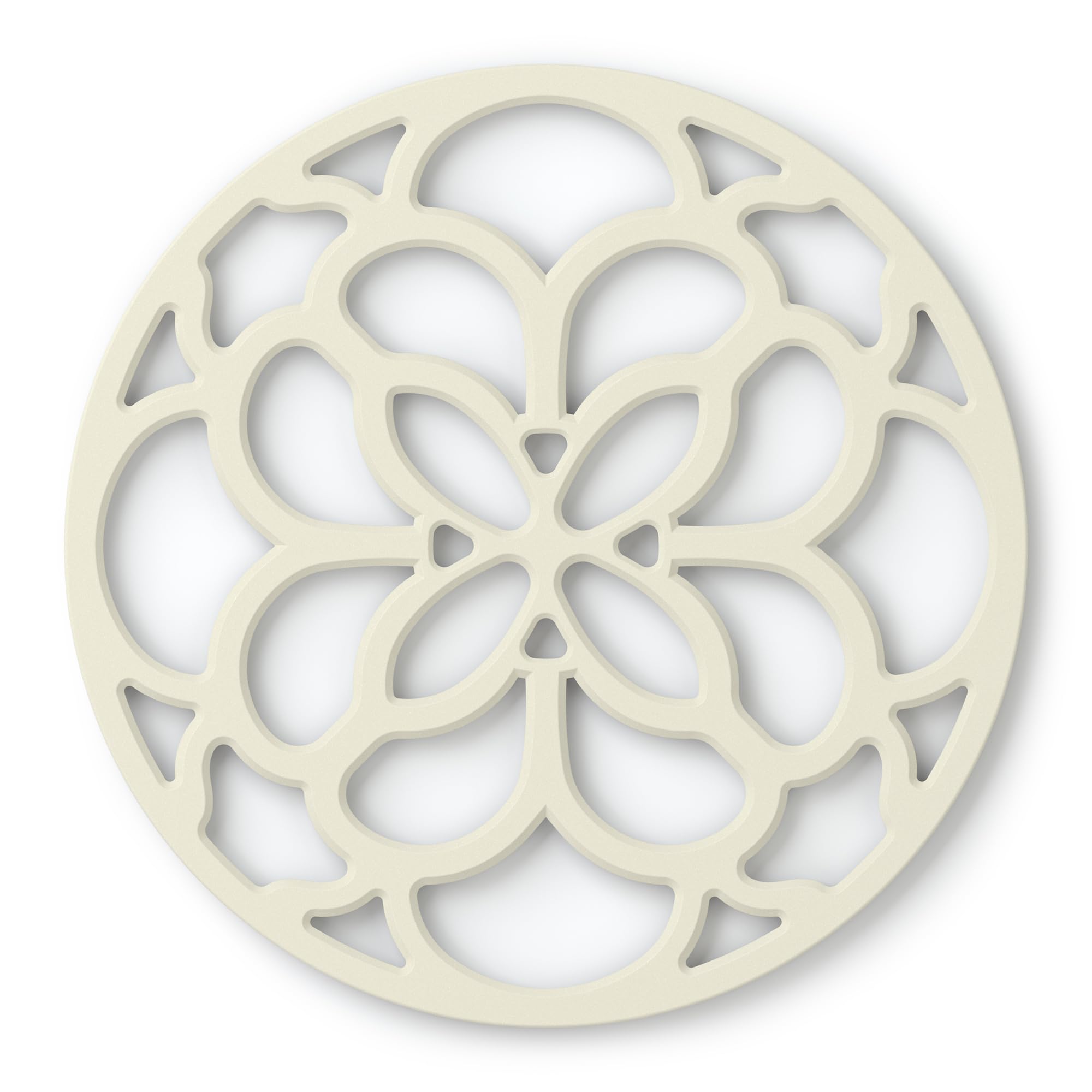 Zeal Silicone Trivet Mat for Hot Pots and Pans – Heat-Resistant, Non-Slip Kitchen Worktop Protector, Round Heritage Design, 18cm (Cream)