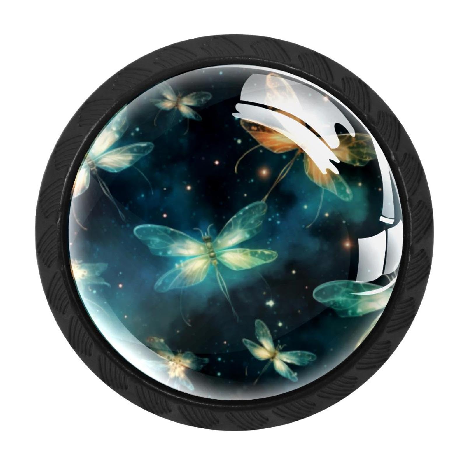 CHENZZZZ Firefly Drawer Knobs Pull Handle Crystal Glass Circle Shape Cabinet Drawer Pulls Cupboard Knobs with Screws for Kitchen Cupboard Dresser Wardrobe etc