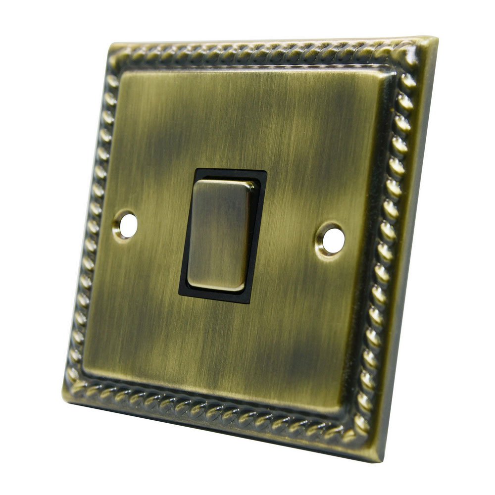 Alliance Electrical Brass Georgian Antique Intermediate 1 Gang Switch - 10 Amp Single 1-Gang Intermediate Light Switch