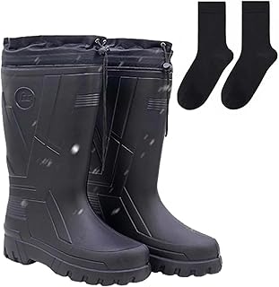 冷蔵庫用長靴-40 ，防寒安全長靴 フード付きメンズ長靴 防水 温かい靴 冷蔵庫内作業用長靴 （靴下を送る ）,Black-45-46