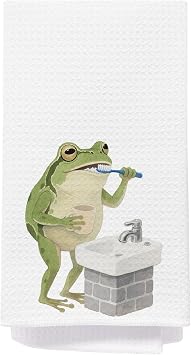 Funny Frog Hand Towels for Bathroom Decor, Frog Lovers Gifts for Kids Women, Boys Girls Toddler Bathroom Decor, Funny Cute Kids Hand Towels, 16x24 Inch