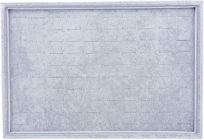 Image of Velvet Jewellry Drawer Organizer Stackable Tray (Grey, Ring Tray)