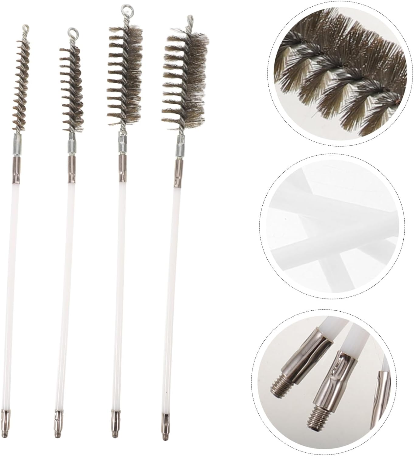 4pcs Extendable Chimney Sweep Brush with Threaded M8 Rods, Galvanized Iron Infinite Extending Rods for Firm Connection, Singlehanded Cleaning Tool for Home Fireplaces and Chimney