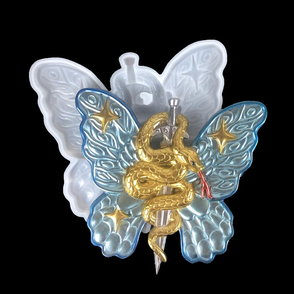 YYlingx Snake Butterfly Resin Silicone Mould,Wall Decor Mould Resin Casting Mould for DIY, White, 8.11 in - Image 2