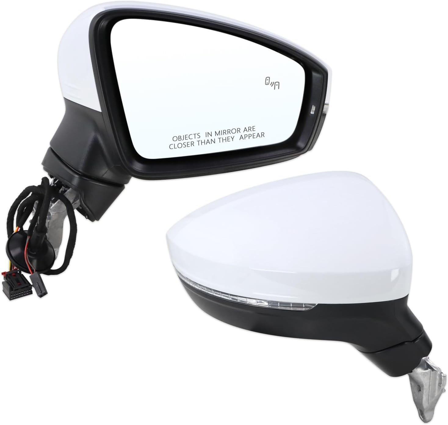 Right Passenger Side Mirror Compatible With 2018 2019 2020 2021 2022 2023 2024 2025 2026VW Tiguan With Manual Folding Power Glass Heated Turn Signal Blind Spot White Replace#5NA949146(6+2Pins)