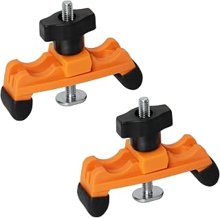 POWERTEC 2PK Adjustable Mini Hold Down Clamps, Multi-Positionable T Track Clamp, Reinforced Plastic Clamps with 1/4”- 20 Steel T Track Bolts for Drill Press, Router Table, CNC Machine & More (71786)
