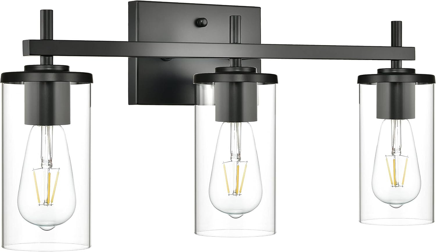 Panda 3-Lights Matte Black Wall Lights, Bathroom Vanity Light Over Mirror, Indoor Wall Lights for Bedroom Living Room Stairway Kitchen Bathroom etc Vanity Light (CH-WL2201-3BLK)
