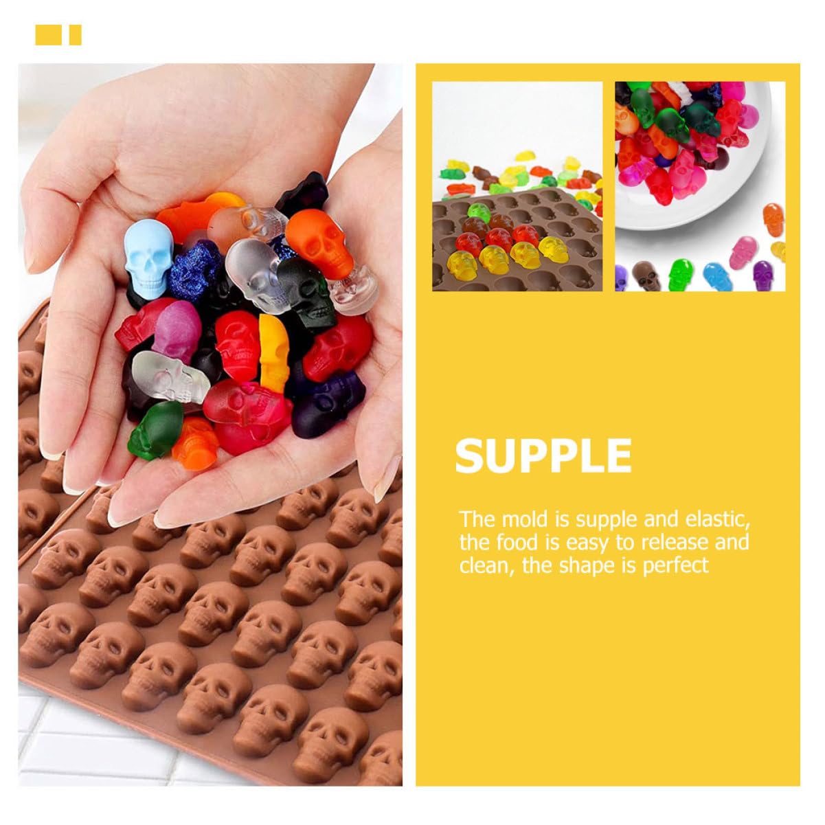 MAGICLULU 5 Ensembles moule de crâne Gelée étain squelette moulage cuisson du crâne moule halloween pochoir halloween moules pour le bricolage moules à desserts de fête Gel de silice Coffee