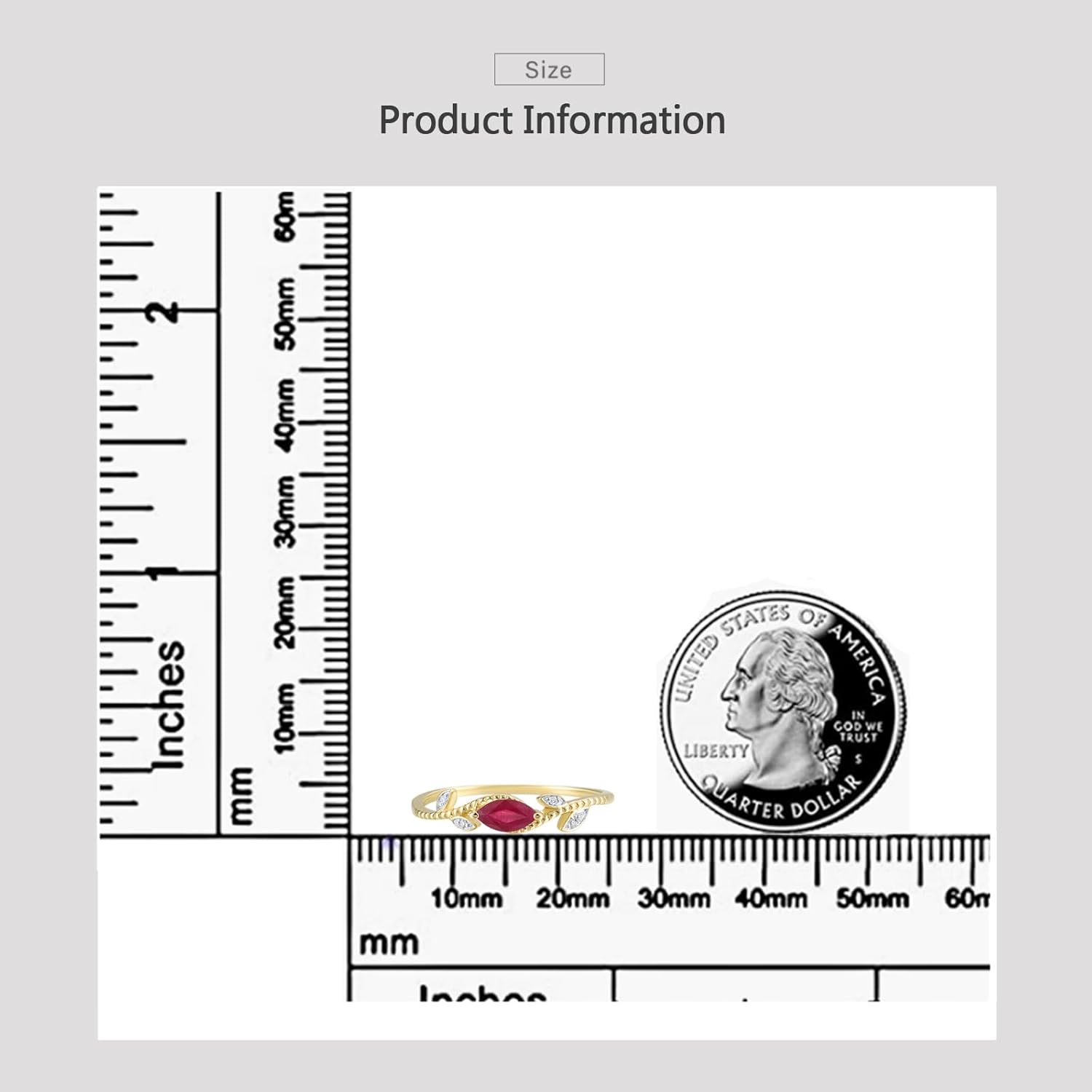 Santuzza 10K Solid Gold Solitaire Marquise Gemstone Genuine Diamond Dainty Ring for Women - Image 5