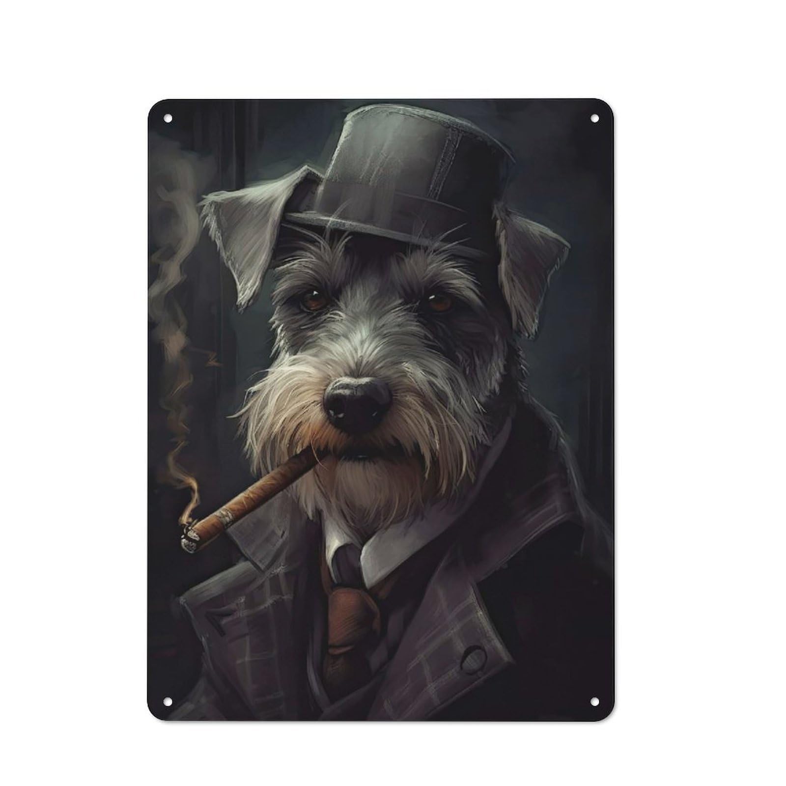 Junmoney Style-17 Schnauzer The Gangster Tin Sign 40X30cm For Home Bar Wall, Vintage Wall Decor, For Garage, Workshop And Man Cave Decoration