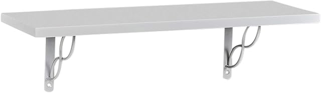 URBNLIVING Floating Wooden Shelves with Metal Bracket Fixings, Assorted Colours and Styles, All Fixings Included (60x18cm (Grey))
