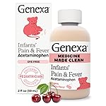 Genexa Infants\' Clean Acetaminophen | Pediatrician Preferred Ingredients | Pain Reliever & Fever Reducer for Babies| Dye Free, 0% Artificial Additives | Delicious Organic Cherry Flavor, 2 fl oz