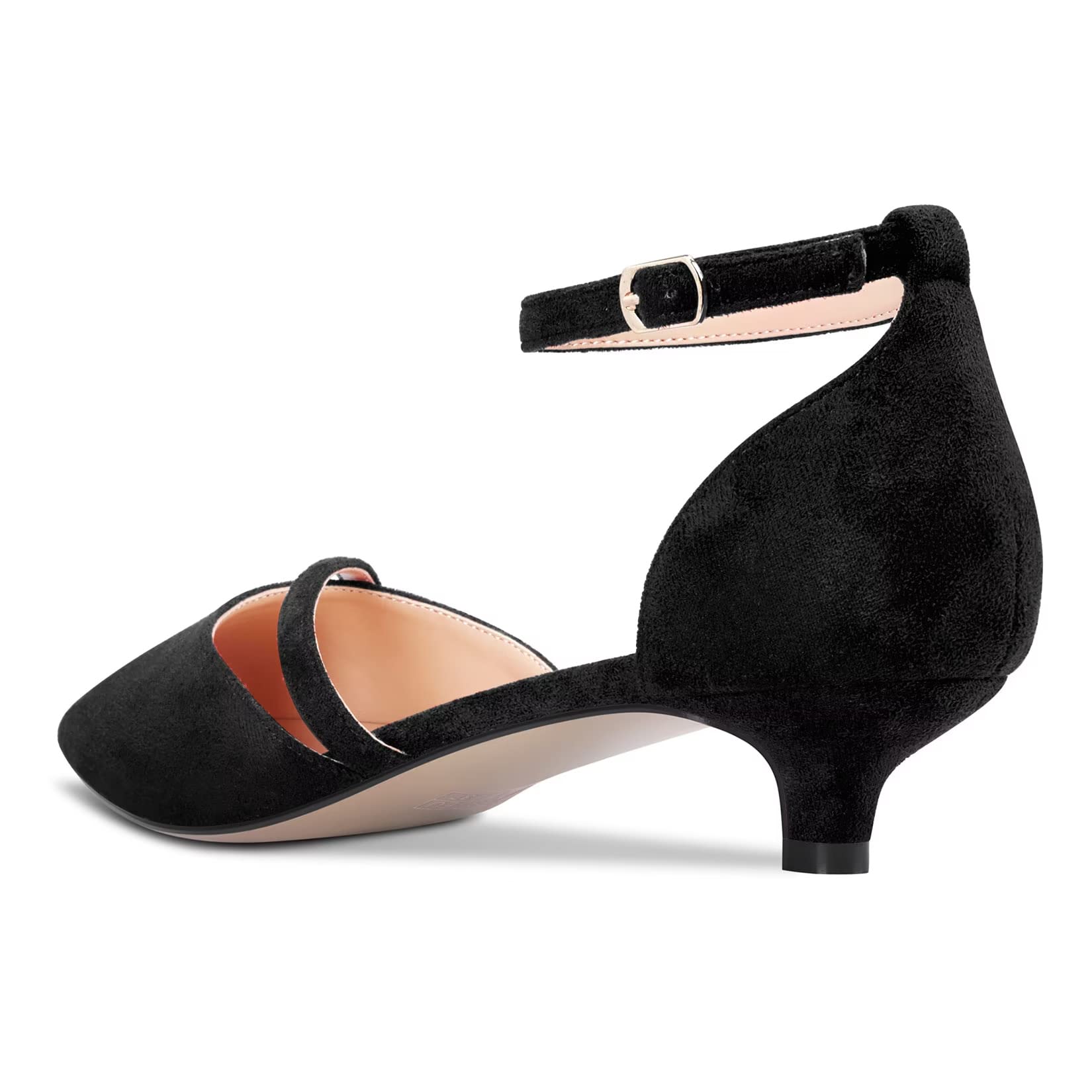 Castamere Mujer Bajos Gatito Heel Cerrado el Dedo del pie Puntiaguada Pumps Correa Tobillo Two-Piece Cierre con Hebilla de Boda Fiesta Sexy Dress Zapatos 3.5 CM Heels