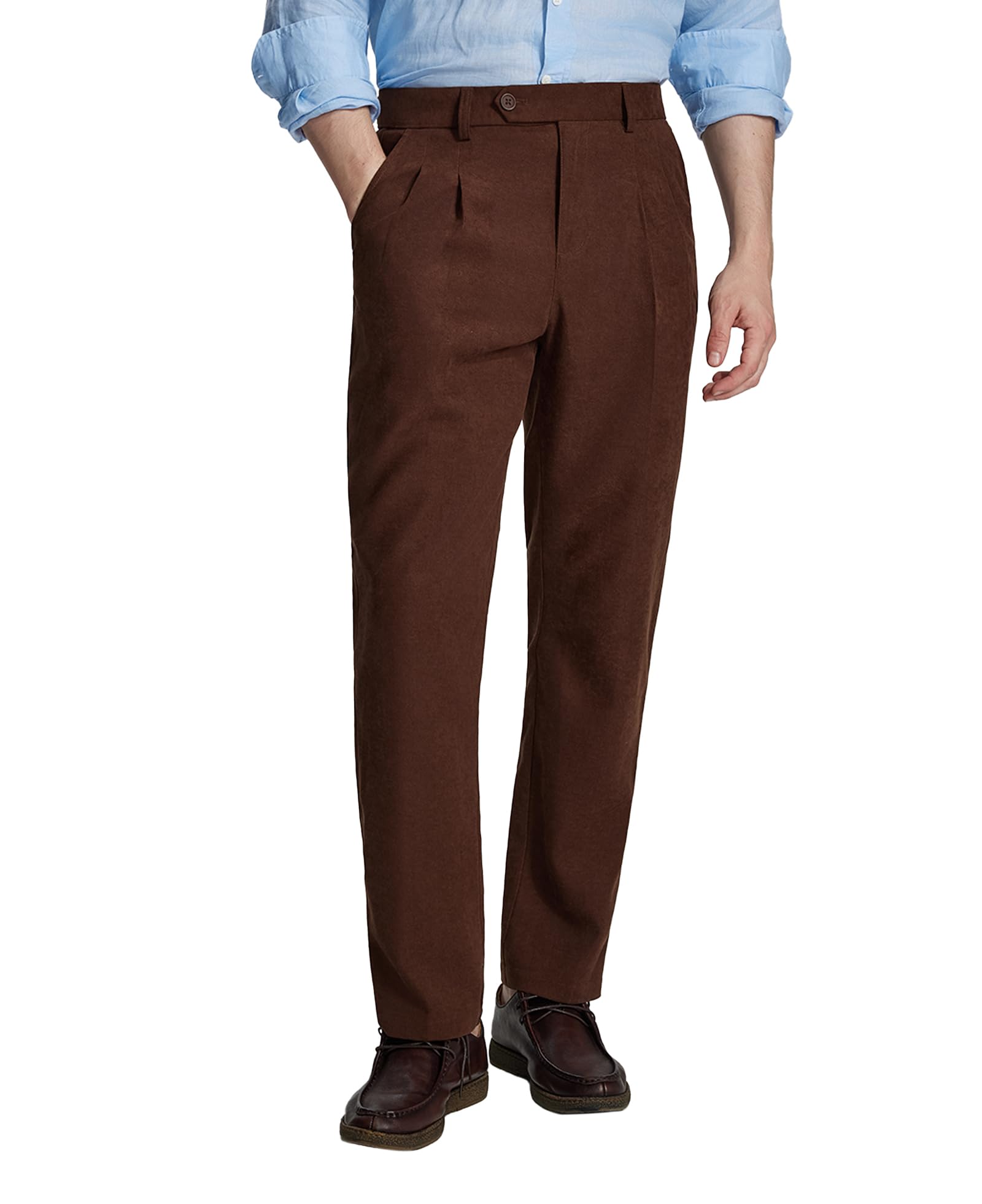 Susclude Pleated Dress Pants for Men 30 32 34 Work Lightweight Pants Casual Old Money Vintage Business Mens