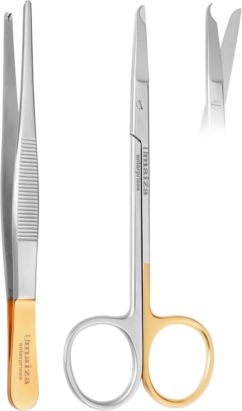 Suture Removal Kit Includes Suture Removal Scissors Kocher Tweezer Forceps Stainless Steel Suture Removal Tools Suture Removal Kit, Ideal for Hospitals and Clinics (12CM)