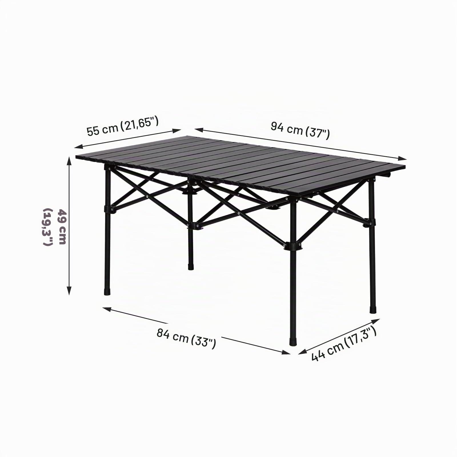 Table de Camping Pliante – 94 x 55 cm Table Pique-Nique Extérieur Portable, Table Pliante Extérieur avec Sac de Transport et Rangement, pour BBQ, Pêche, Randonnée