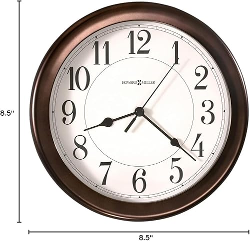 Miniatura 2 de Howard Miller Fruitland - Reloj de pared II 549-683  Caja redonda con acabado de bronce aceitado de 8.5 pulgadas, decoración moderna del hogar,