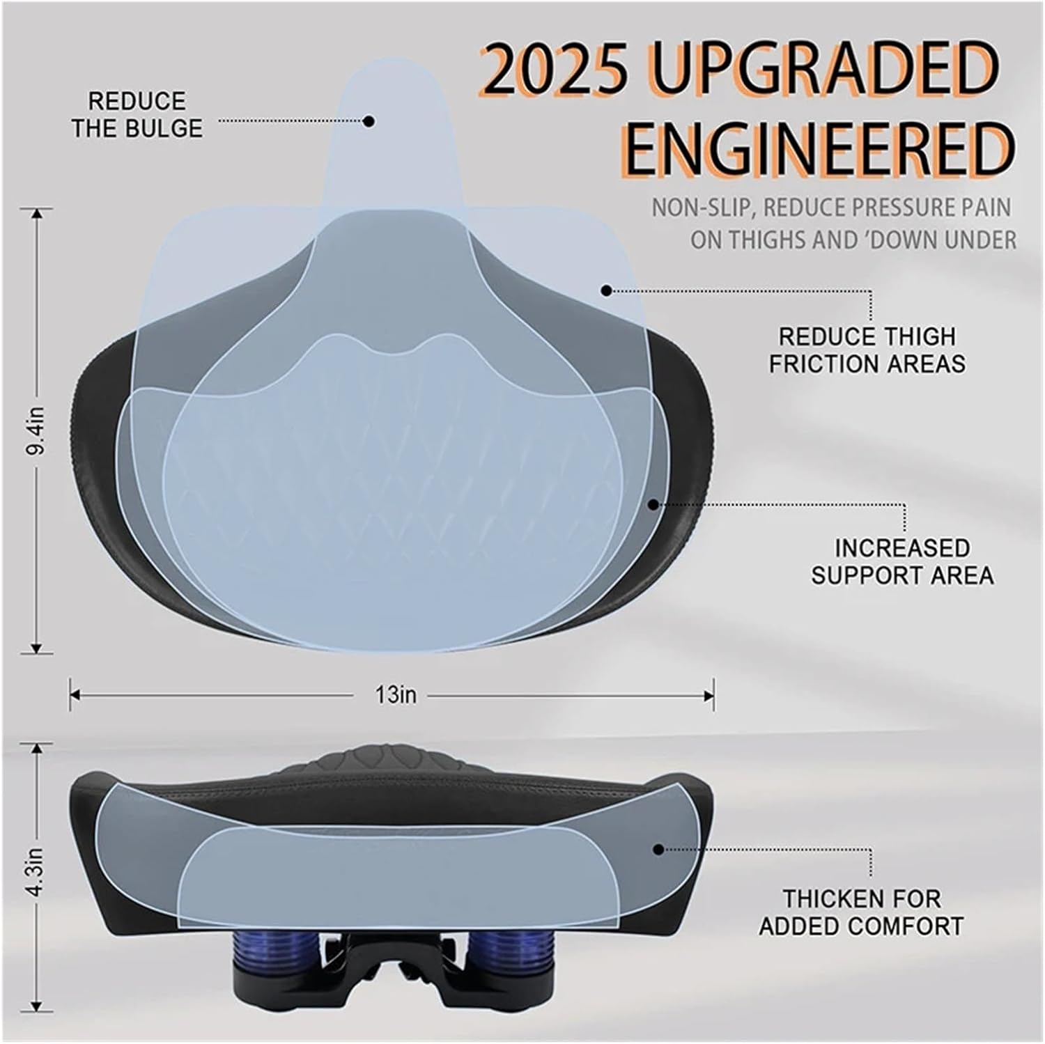 Oversized Bicycle Noseless Saddle Road Mountain Bike Widen Thicken Shockproof Ergonomic Comfortable Bike Seat