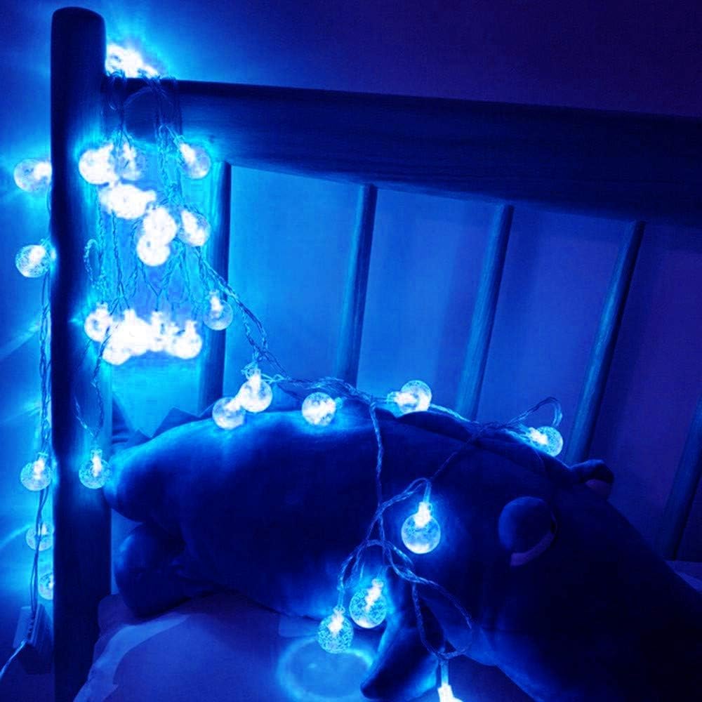Guirnalda de luces solares de bolas gruesas para exteriores, 22 m, 200 LED, impermeable, con 8 modos, para jardín y patio (azul)