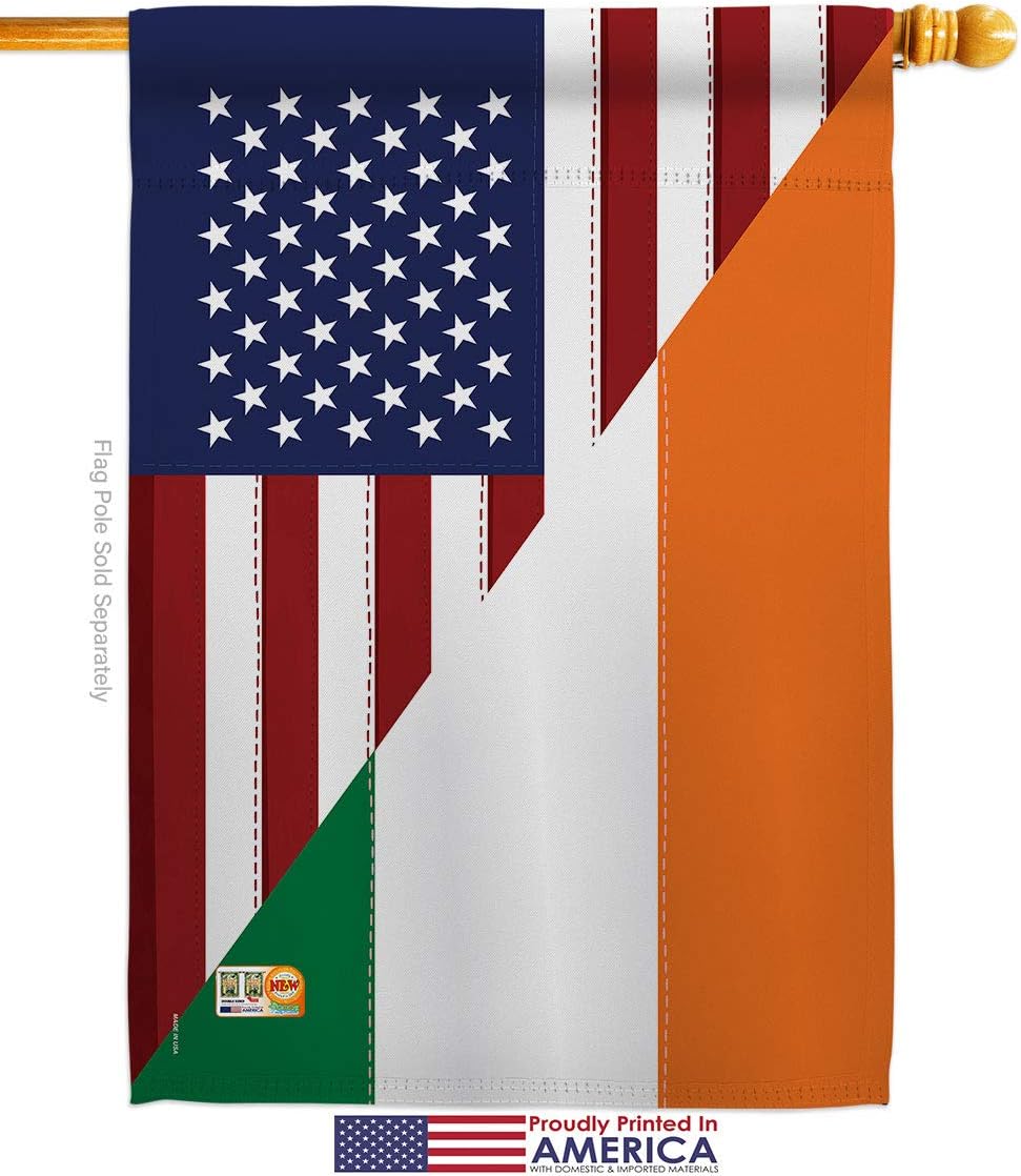 US Irish Friendship House Flag Dowel Set Regional USA American Alliance World Country Particular Area Small Decorative Gift Yard Banner Made In 28 X 40