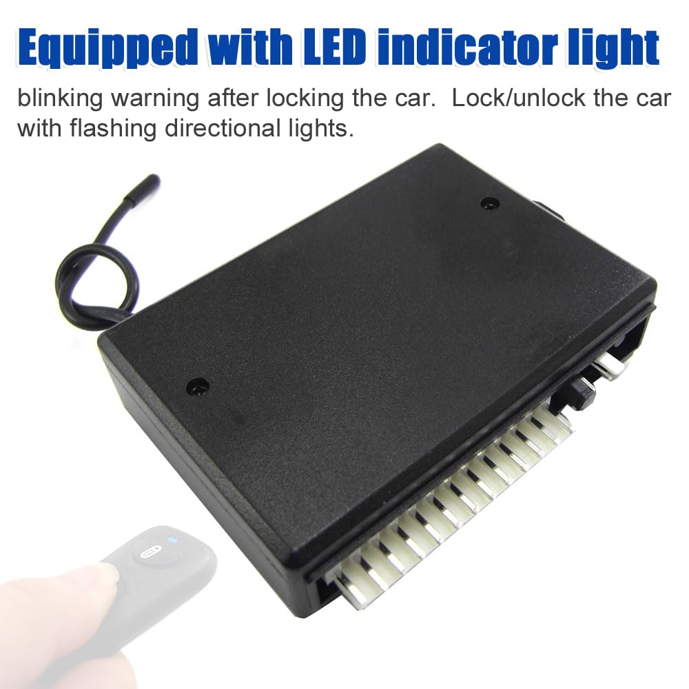 Kit di chiusura centralizzata per auto universale 12 V per auto, di chiusura senza chiave per veicolo, di chiusura automatica con scatola di controllo, indicatore LED e 2