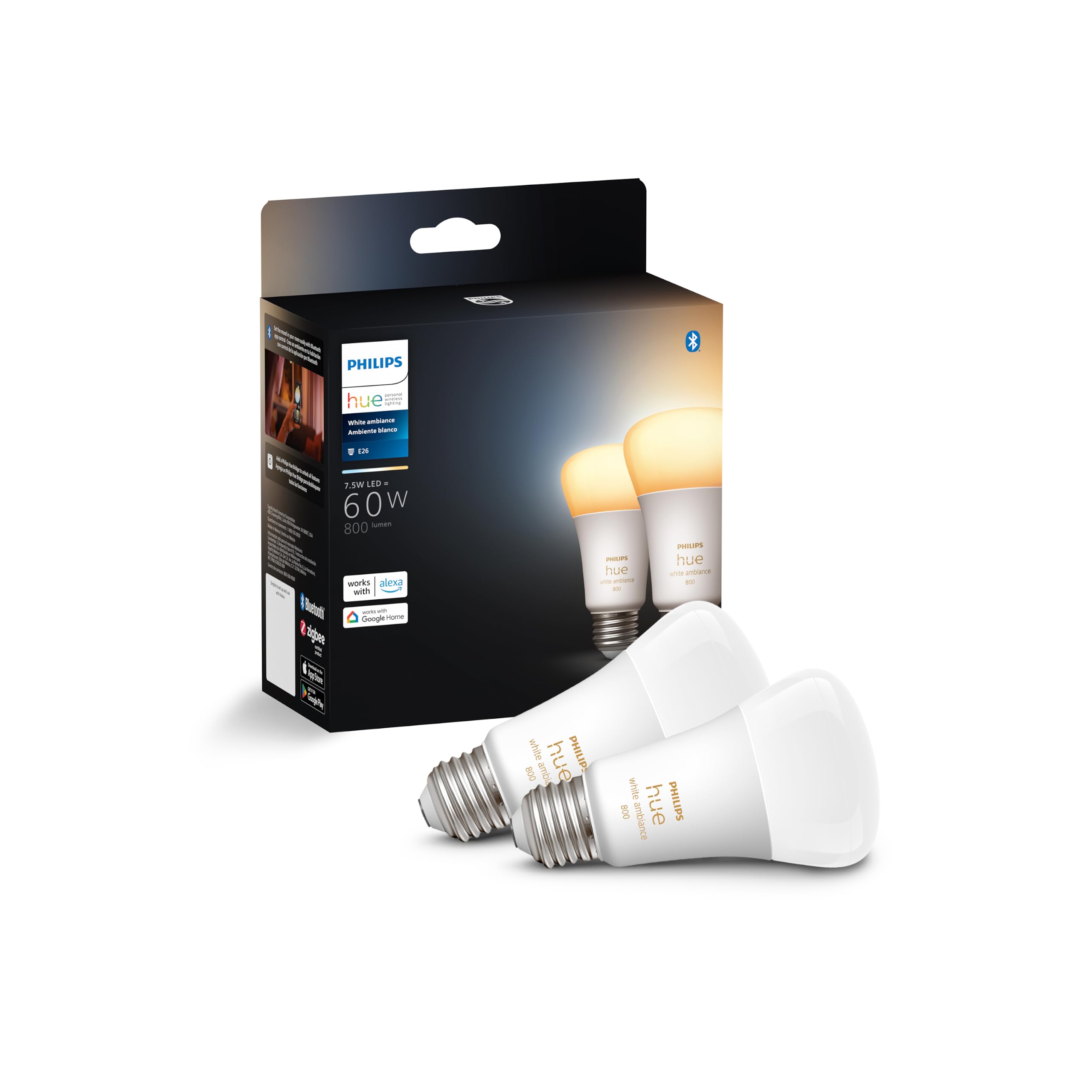 Philips Hue Smart 60W A19 LED Bulb - White Ambiance Warm-to-Cool