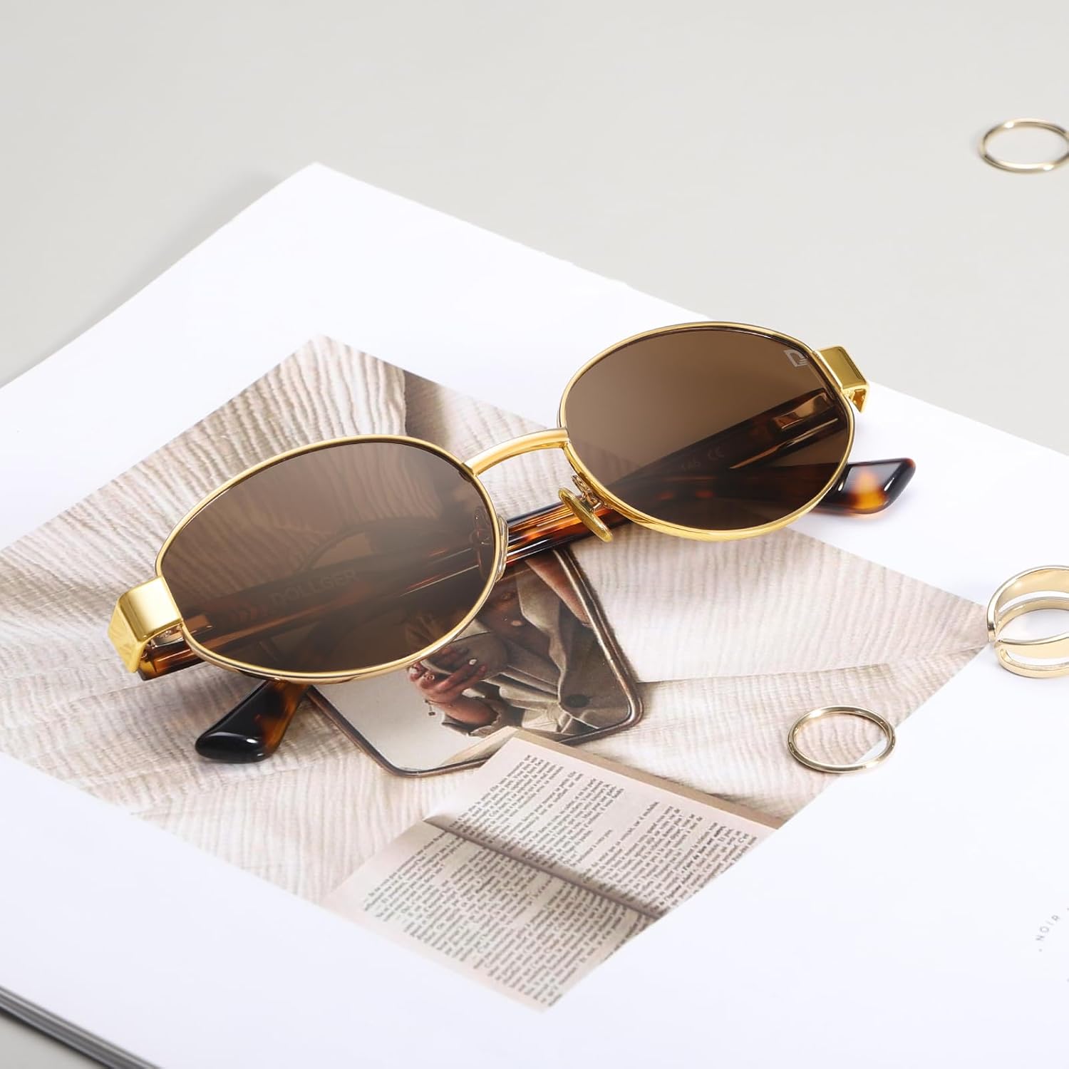 Dollger Polarized Oval Sunglasses for Women Trendy Small Gold Frame Retro Sunglasses Designer Shades UV400 Protection - Image 6