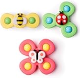LiKee Strong Suction Cup Fidget Rotating Sensory Bath Toys for Baby Christmas Stocking Stuffers, Airplane Car Travel Table & Window Toys for Toddler Boys and Girls, 12+ Months