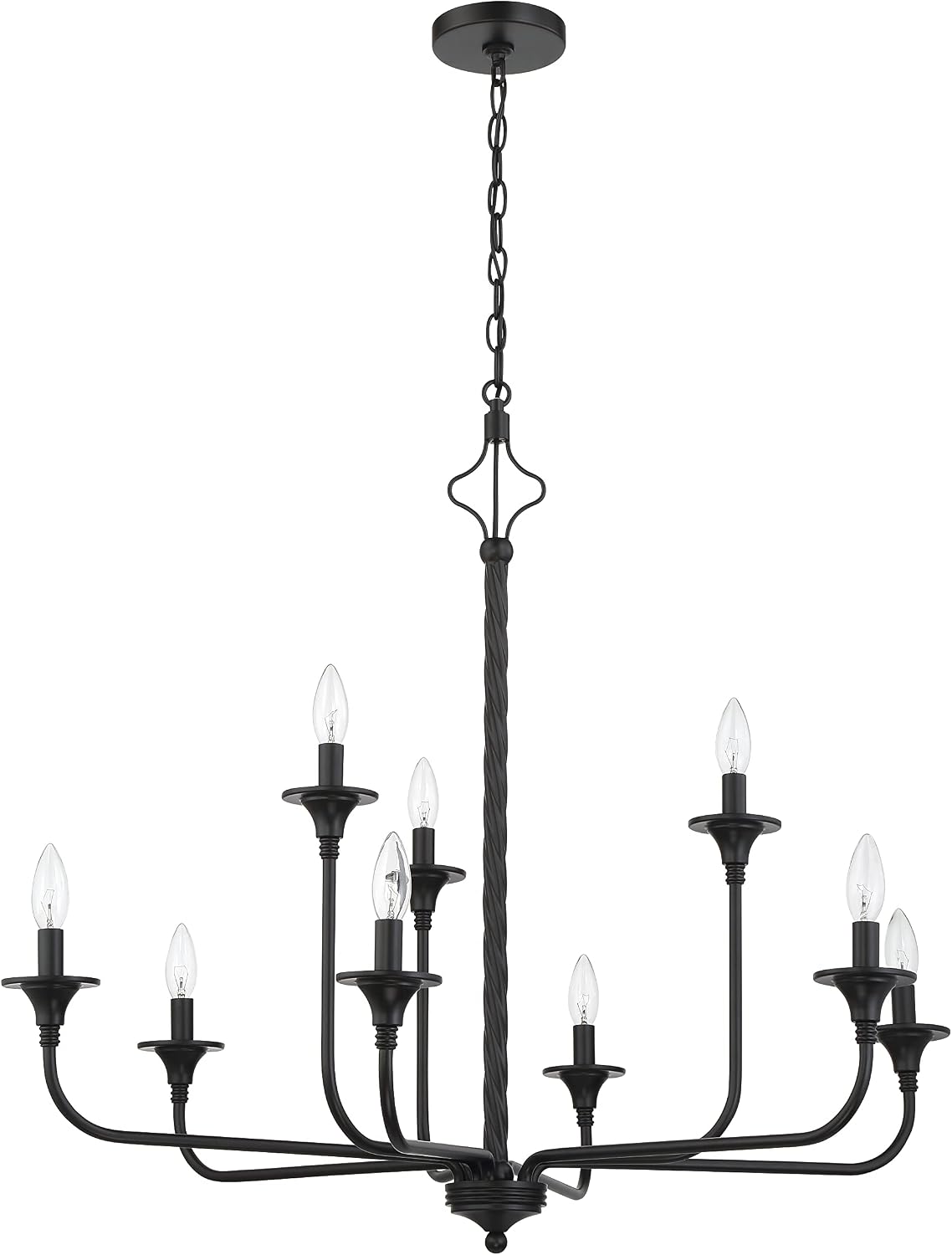 Craftmade Jolenne 9 Light Two-Tier Chandelier, Flat Black, 57029-FB