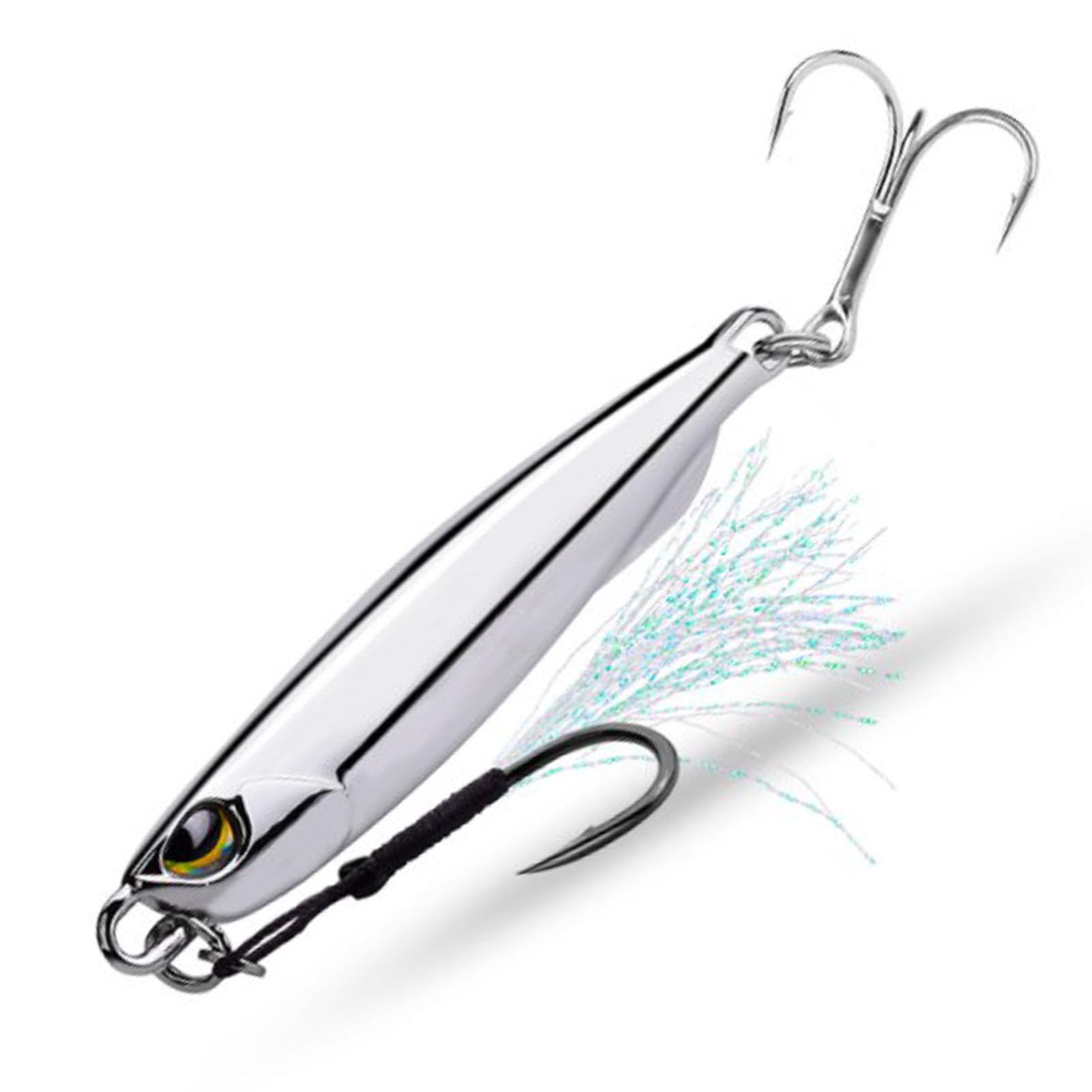 Leurre De Pêche Glace 10g - Lame Métallique Galvanisée, Hameçons Doubles, Paillettes, Pour Bar Et Autres Poissons
