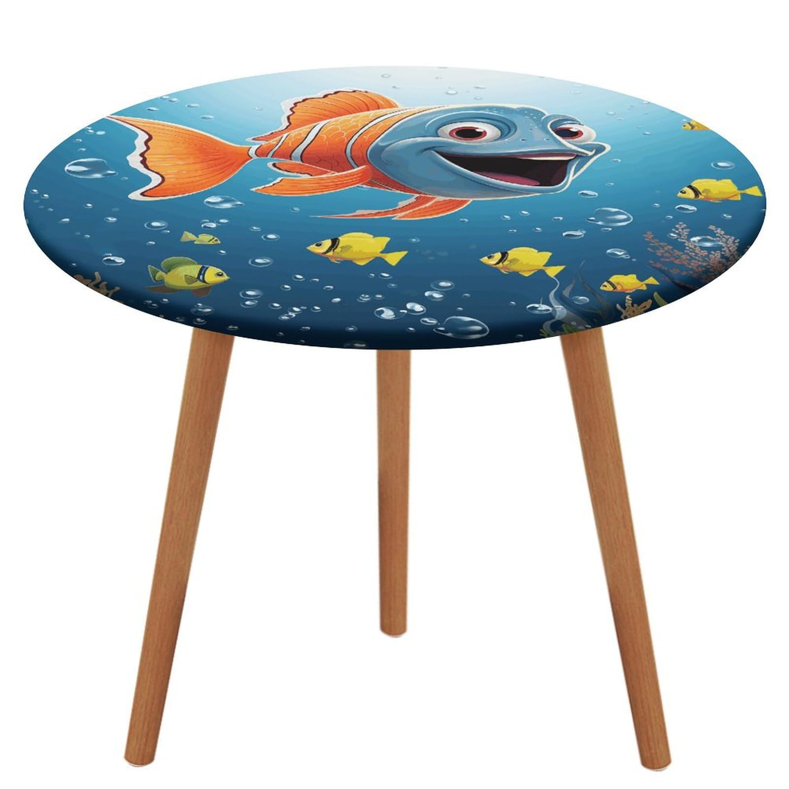 Nappe ronde poisson sous la mer pour table de cuisine et salle à manger