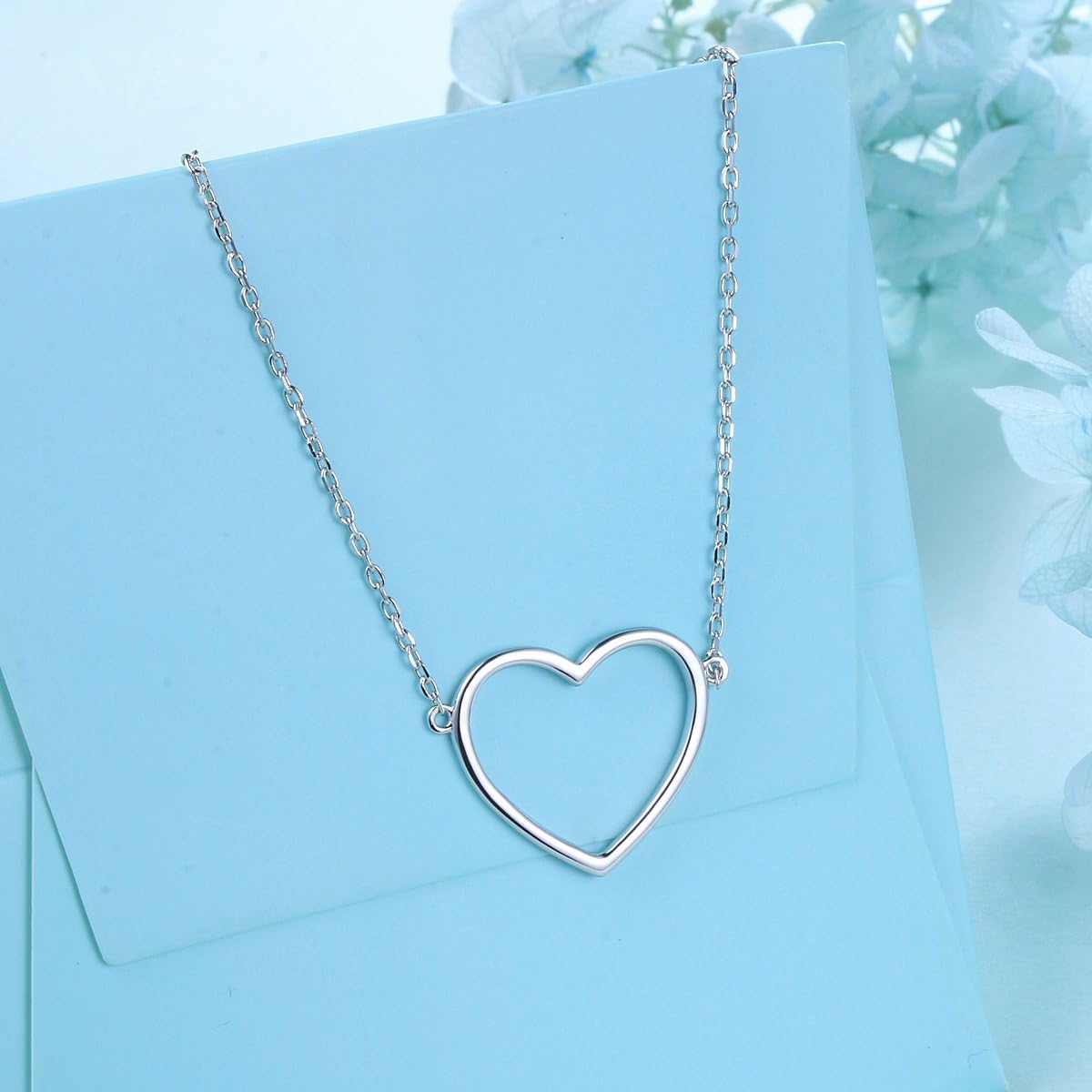 DAOCHONG S925 Sterling Silver Choker Heart Clavicle Short Pendant Necklace for Women - Image 3